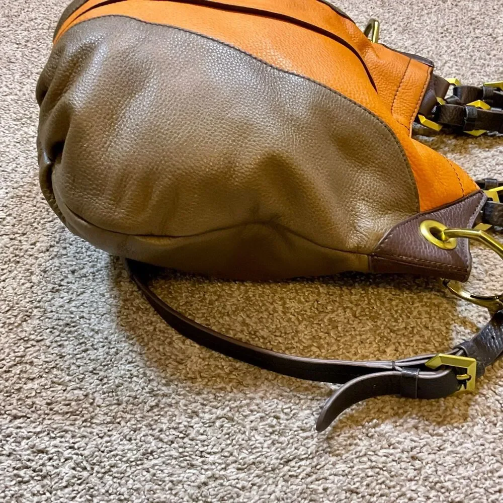 ORYANY Colorblock Leather Orange Green VICTORIA Convertible Hobo Tote‎ Crossbody